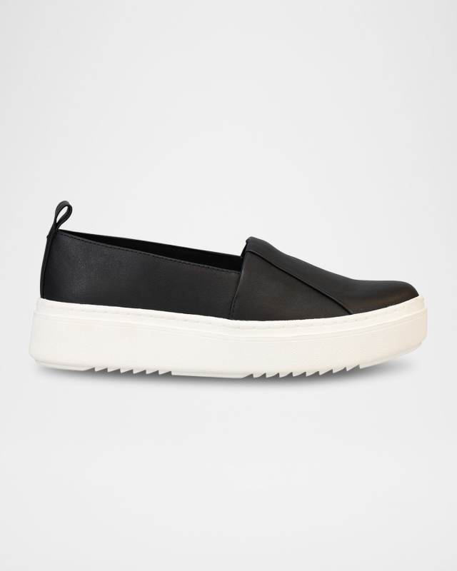 Leather Slip-On Platform Sneakers